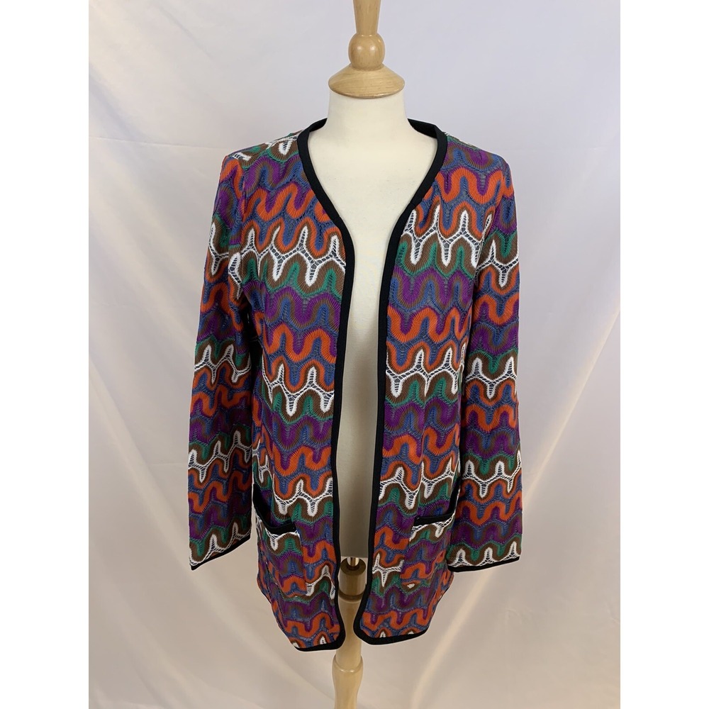 Endless Rose Multi-Color Zig Zag Blazer Woven Crochet Jacket Boho